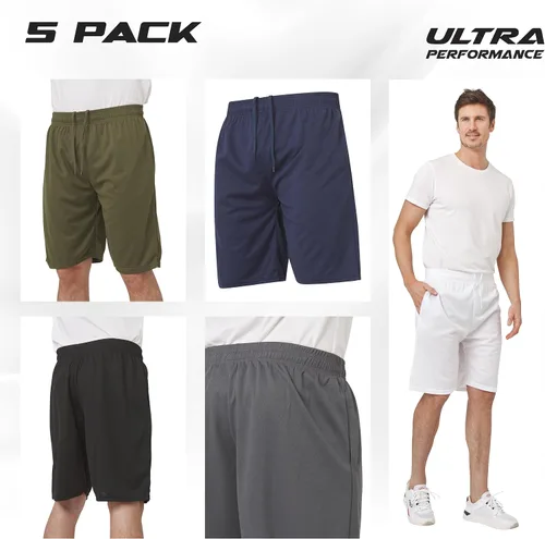 Vista 2 de Ultra Performance Paquete de 5 pantalones cortos para hombre, pantalones cortos atléticos de gimnasio, pantalones cortos de baloncesto para hombres