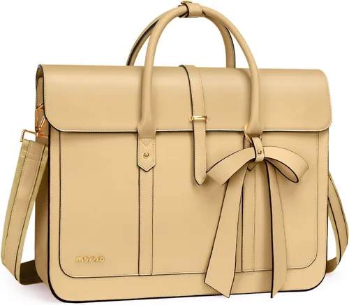 Vista 10 de MOSISO Bolsa para computadora portátil para mujer, de piel sintética, mochila convertible, bolsa de viaje para computadora con lazo