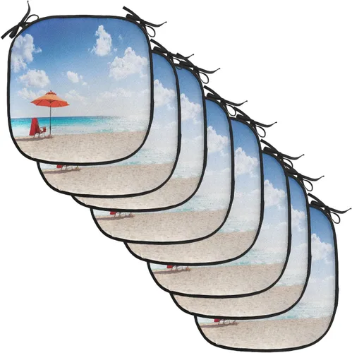 Vista 154 de Lunarable Cojín para silla costera, diván del desierto, descanso solitario, vacaciones, tropical, resort playa, ocio, asiento acolchado para cocina