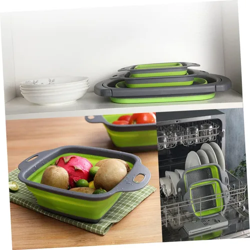 Vista 3 de Colador de frutas y verduras, pasta para escurrir, sobre el fregadero, colador de verduras, colador plegable, colador de frutas, contador de bayas