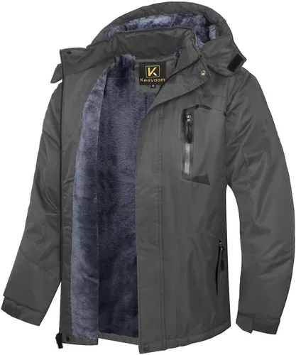 Vista 8 de Keevoom Chaquetas de invierno para hombre, abrigos de nieve para esquí, impermeables, con capucha, impermeables, para snowboard, rompevientos