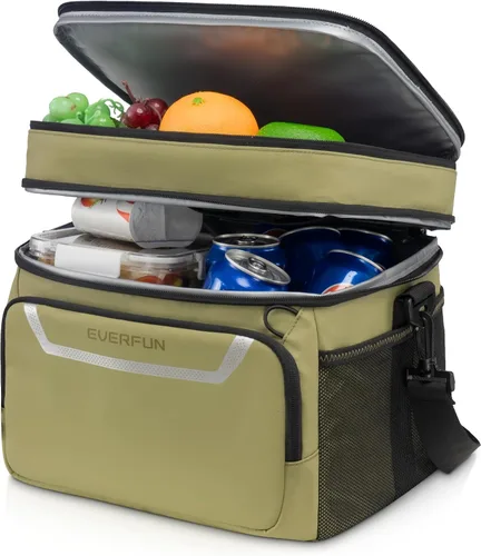 Vista 11 de EVERFUN Pequeña bolsa más fresca 24 latas doble cubierta impermeable Negro