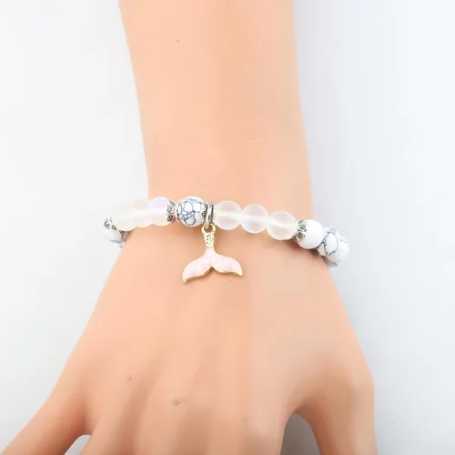 Vista 6 de FUSTMW Pulsera de cola de pez, regalo para amantes de los peces, joyería de cola de playa, ballena, delfín, pulsera con encanto de pez oceánico