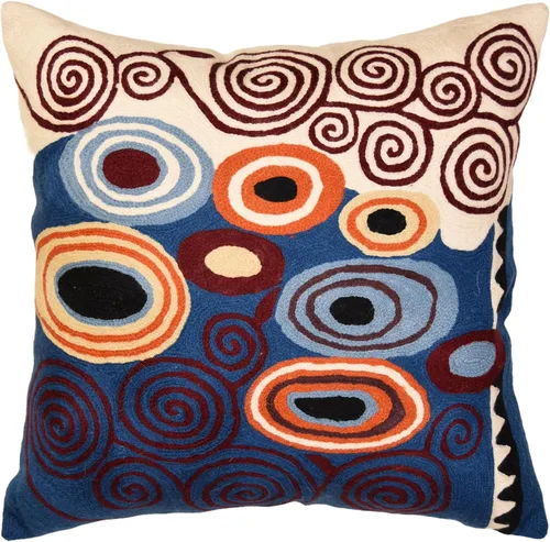 Vista 12 de Klimt - Funda de almohada moderna azul para sofá Almohadas contemporáneas azules Cojín de silla moderno abstracto Almohada moderna