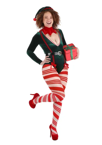 Vista 6 de Disfraz Sexy de Elfo Navideño para Mujer Multicolor