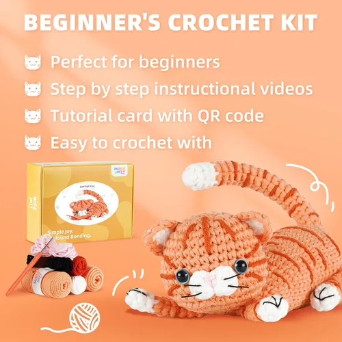 Vista 6 de MOREJMTT Kit de ganchillo para adultos principiantes, aprender a tejer, incluye hilo suave fácil de tejer, tutorial en video paso a paso, gancho