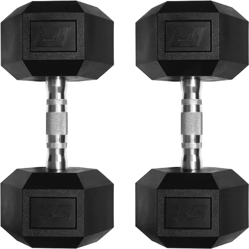 Vista 16 de RitFit Juego de mancuernas hexagonales revestidas de PVC de 5 a 650 libras con estante opcional para gimnasio en casa, peso de mano con mango