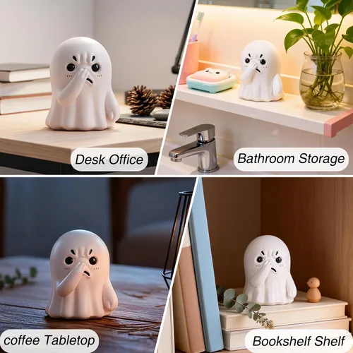 Vista 5 de orenm Figuras de fantasmas de nariz que sostiene la nariz, bonita decoración de Halloween, figuras de fantasmas de resina para interiores, divertida