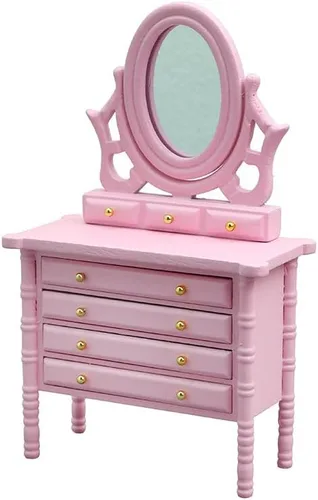 Vista 7 de AirAds Dollhouse 1:12 Muebles en miniatura con espejo; precio cada uno (1 tocador azul)