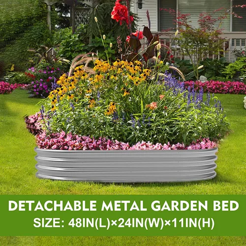 Vista 2 de Cama de jardín elevada galvanizada para exteriores, macetas elevadas para plantas al aire libre, kit de cama de jardín elevada de metal grande