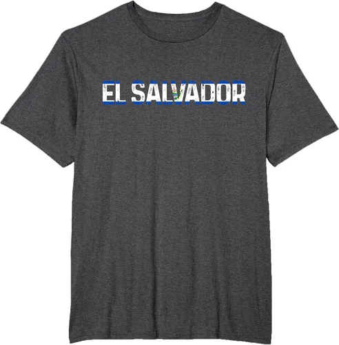 Vista 15 de Camiseta Vintage Pride con bandera salvadoreña de El Salvador, Negro