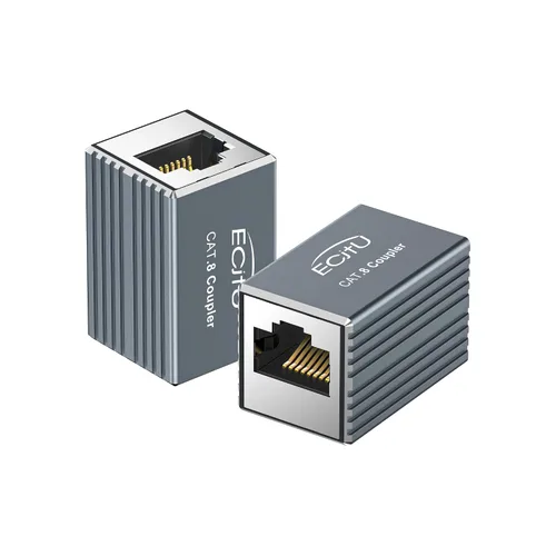 Vista 12 de Acoplador RJ45, paquete de 2 adaptadores Ethernet hembra a hembra, adaptador extensor de cable Ethernet, modular recto de 8 pines, conector de red