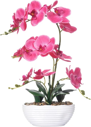 Vista 16 de Phalaenopsis - Planta de orquídea sintética de 19 pulgadas de alto, centro de mesa de orquídea de seda, arreglo floral artificial en maceta