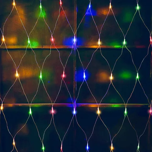 Vista 8 de Woohaha - Luces de red de Navidad para exteriores, 9.8 x 6.6 pies, 192 luces LED de hadas con 8 modos de iluminación, luz conectable para arbustos