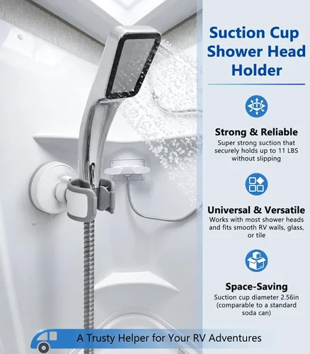Vista 8 de Soporte ajustable para cabezal de ducha con ventosa