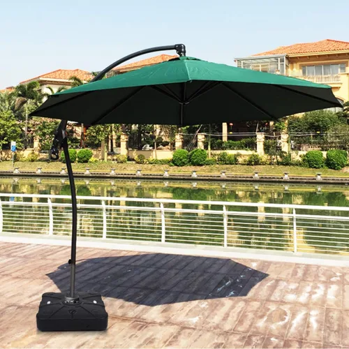 Vista 4 de Tangkula Base de sombrilla de patio con ruedas, peso relleno de arena húmeda de 260 libras, placa base cuadrada resistente para sombrilla con barra