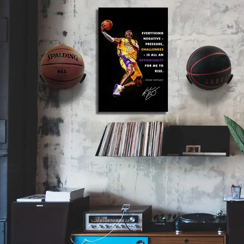 Vista 4 de TYPTEK Kobe Bryant - Lienzo inspirador de Mamba negra, póster motivacional con cita de jugador de baloncesto para decoración del hogar y la oficina