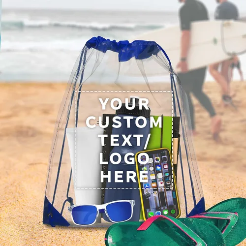 Vista 8 de DISCOUNT PROMOS Mochilas de plástico con cordón, - Personalizado - Azul, Cordón