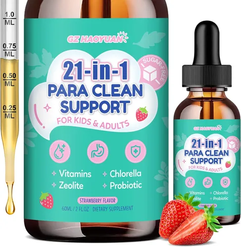 Vista 11 de Gotas de limpieza intestinal 21 en 1 - Ajenjo, nogal negro, zeolita, clorella, probióticos 10B y clavo de olor, apoya la desintoxicación líquida