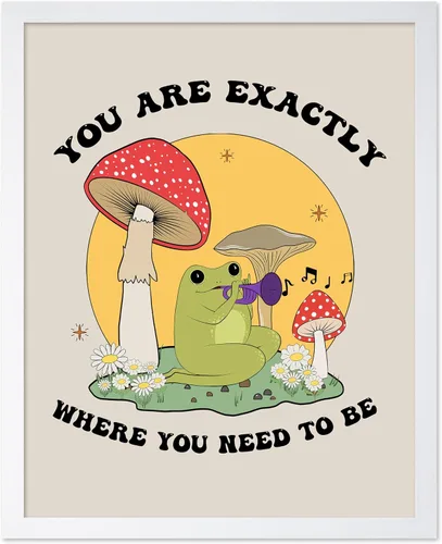 Vista 39 de Poster Master All That Is Meant To Be Poster - Retro Frog on Mushroom Print - Meditation Art - Motivational Design - Preppy Print - Trendy Decor