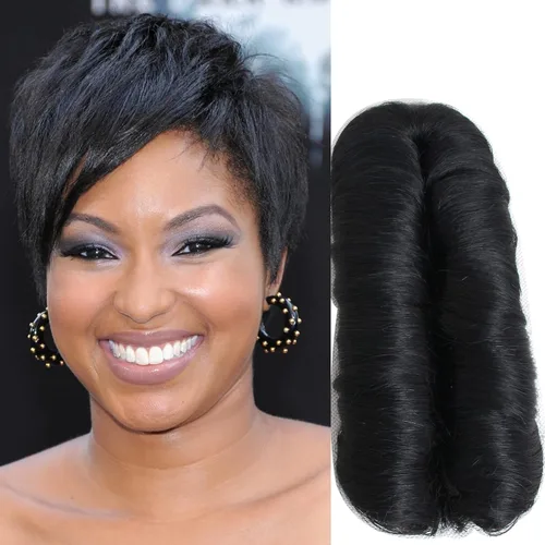 Vista 10 de 28 piezas de cabello humano corto con cierre superior, extensiones de cabello virgen brasileño lacio para mujeres negras (#4)