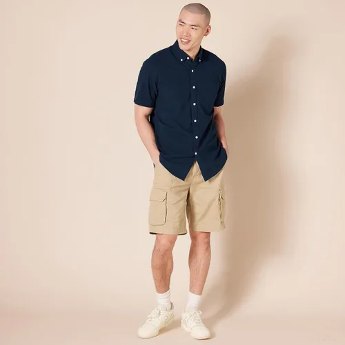Vista 5 de Tienda Essentials Camisas Oxford para hombre, ajuste regular, manga corta