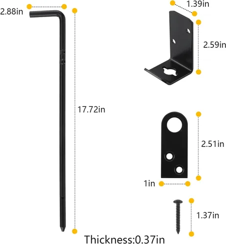 Vista 7 de HOME MASTER HARDWARE Perno de caña de 18 pulgadas, Varilla de caída de puerta resistente, Pernos de caña para puertas, Hardware de puerta de cerca