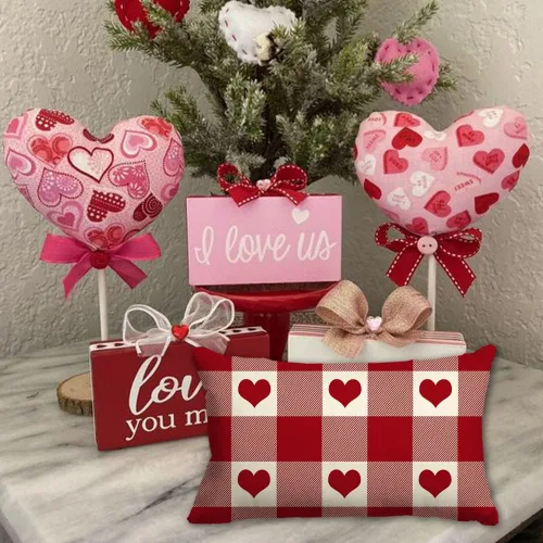 Vista 5 de Fundas de almohada para el día de San Valentín de 12 x 20 pulgadas, regalos de cumpleaños, patrón de corazón, decoración para sofá, decoración