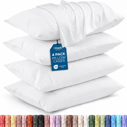 Vista 8 de Utopia Bedding - Juego de 4 fundas de almohada tamaño estándar, con cierre de sobre, tela de microfibra cepillada suave, resistentes al encogimiento