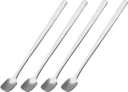 Vista 9 de uxcell Cuchara agitadora de acero inoxidable, 4 cucharas de mango largo de 6 pulgadas para mezclar, cucharas cuadradas para agitar, cucharas de Negro
