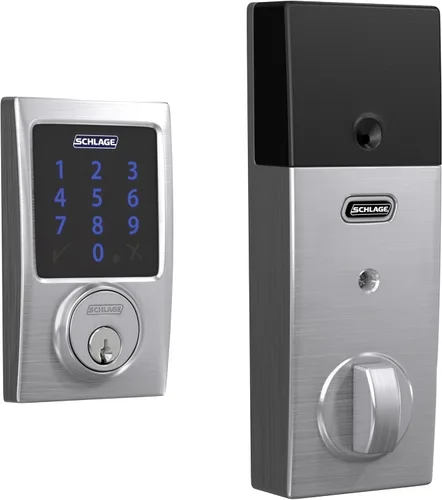 Vista 16 de Schlage Connect BE469ZP CEN 716 - Cerradura de seguridad inteligente con alarma incorporada, moldura Century en bronce envejecido
