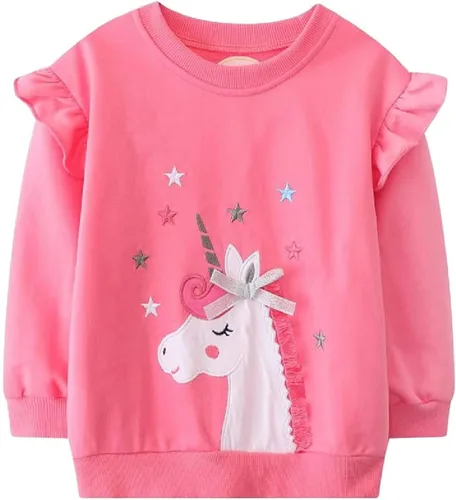 Vista 10 de HILEELANG - Sudaderas de cuello redondo para niñas, manga larga, para invierno