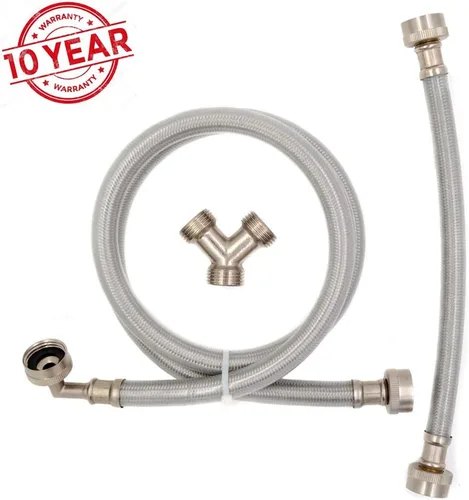 Vista 2 de TT FLEX Kit de instalación de manguera para secadora de vapor, mangueras trenzadas de acero inoxidable, 6 pies de largo con codo FHT de 90 grados