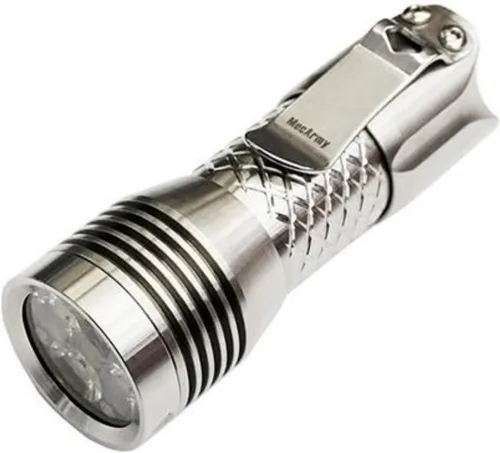 Vista 6 de MecArmy Linterna ultra brillante de acero inoxidable PS16, 2000 lúmenes con 4 LED XP-G2, linterna compacta EDC recargable por USB, de larga