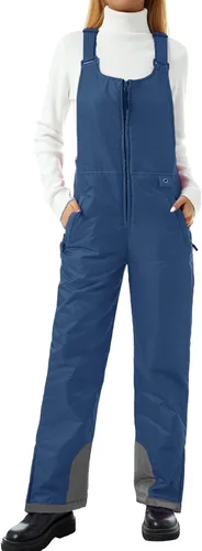 Vista 7 de lisenraIn Baberos de nieve para mujer, impermeables, aislados, con correa ajustable, overol de snowboard de una pieza con bolsillos