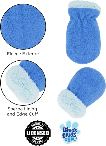 Vista 5 de Nickelodeon Juego de gorro y manoplas de invierno para niños, gorro Blue's Clues para niños de 2 a 4 años