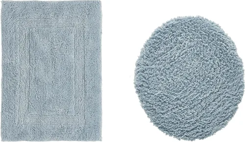 Vista 316 de Better Trends - Juego de 2 alfombras de baño 100% algodón, extra suaves, con borlas, de 17" x 24", alfombra de baño superabsorbente y reversible