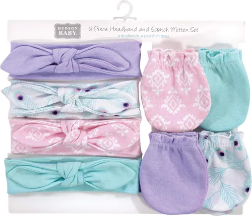 Vista 73 de Hudson Baby Conjunto de diadema de algodón y manoplas para rascar para bebé