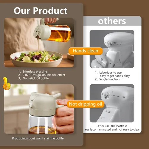 Vista 5 de SWEET VIEW Pulverizador de aceite 2PCS para cocinar 16oz/470ml