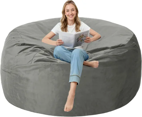 Vista 46 de Silla Puf de 2 Pies con Funda de Terciopelo Ultra Suave Sofá Puf con Espuma con Memoria Sillas Puf de Tamaño Grande Sofá Perezoso para Dormitorio