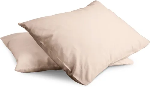 Vista 6 de Superity Linen Pillow Cases Queen Size - Open Enclosure - 2 Pack - 100% Soft and Comfortable Premium Cotton - Beige