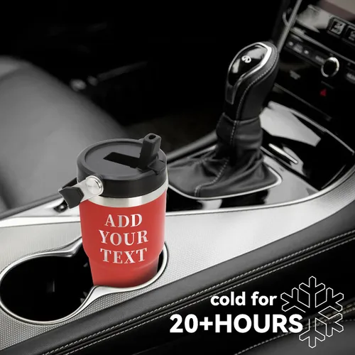 Vista 6 de Vasos de acero inoxidable grabados personalizados con nombres, tazas aisladas personalizadas con asa, taza de café de viaje, regalos para ella/él