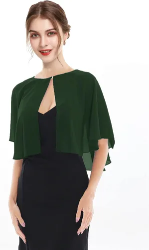 Vista 2 de Capelet de gasa para mujer, capas suaves, chales y envolturas para vestido de noche, capa de boda