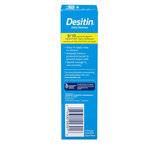 Vista 14 de Crema Desitin Daily Defense para sarpullido de pañales con óxido de zinc para tratar, aliviar y prevenir el sarpullido, hipoalergénica, sin