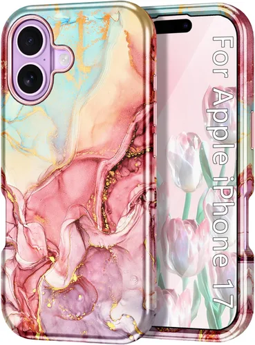 Vista 23 de CASEFIV Funda compatible con iPhone 11, patrón de mármol 3 en 1, resistente a prueba de golpes y caídas, cuerpo completo, policarbonato duro