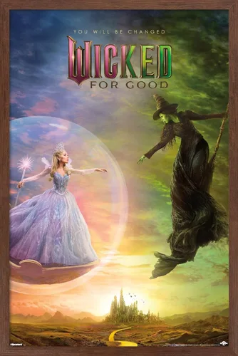 Vista 17 de Wicked: For Good (2025) - Póster de pared de una hoja de burbujas, 22.4 pulgadas de largo x 14.7 pulgadas de ancho, versión enmarcada de madera