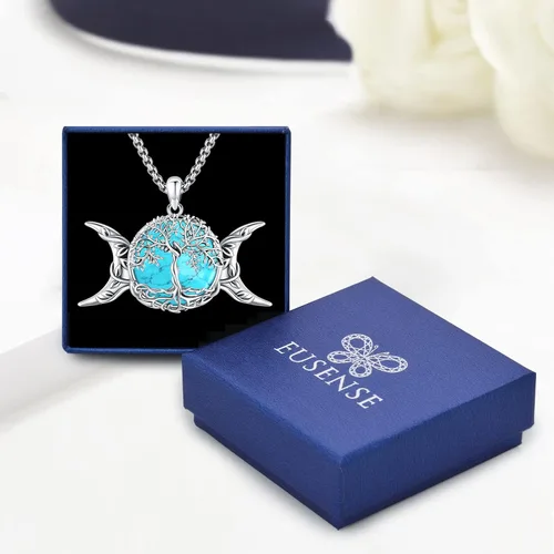 Vista 57 de Joyas de turquesa para mujeres y hombres de plata de ley 925 con colgante de urna para cenizas, collar con medallón de imagen, martillo de Thor