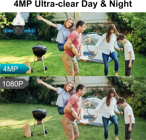 Vista 5 de SYMYNELEC Bombilla de luz para cámara de seguridad al aire libre impermeable 2.5K, enchufe de luz WiFi inalámbrico de 2.4GHz con detección de Solo