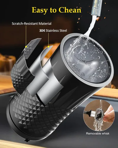 Vista 5 de Espumador de leche eléctrico 4 en 1 y vaporizador de leche, diseño elegante antideslizante, vaporizador de leche caliente y fría con control