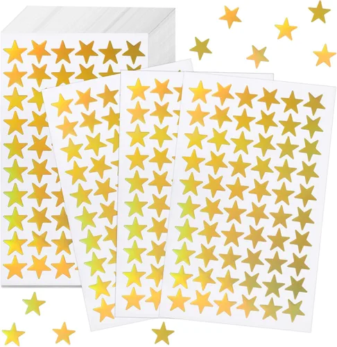 Vista 8 de ONEDONE Calcomanías de estrellas para niños, 10 colores, calcomanías de estrellas pequeñas, 2400 unidades, calcomanías de recompensa para niños